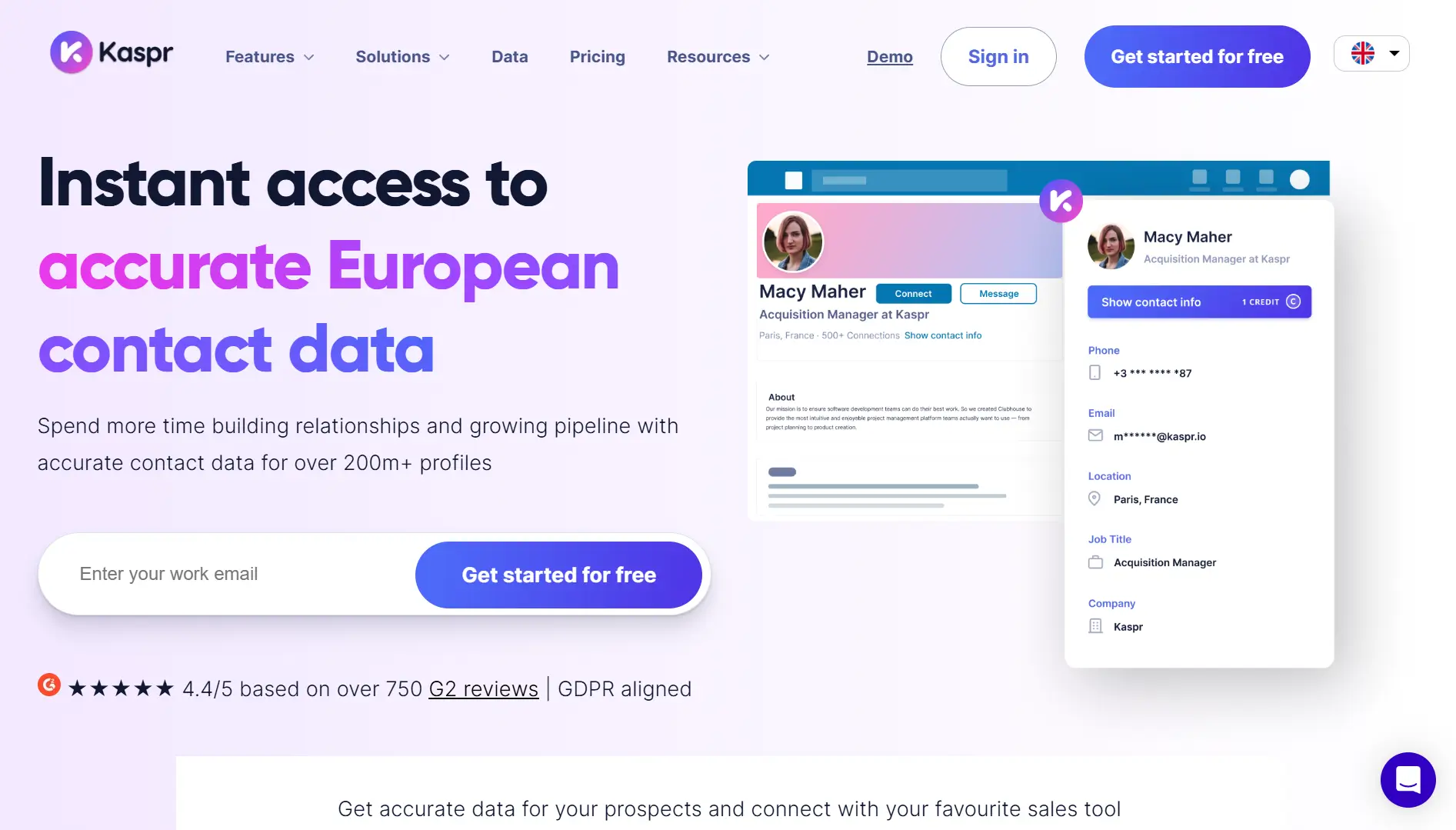 Kaspr for buying email list